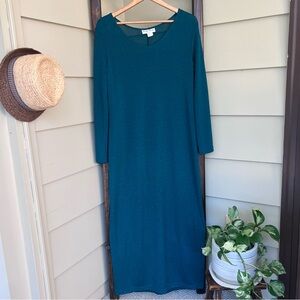 Nicole Studio Vintage Formal Long Knit Dress Women’s Size 14 Semi Sheer Green